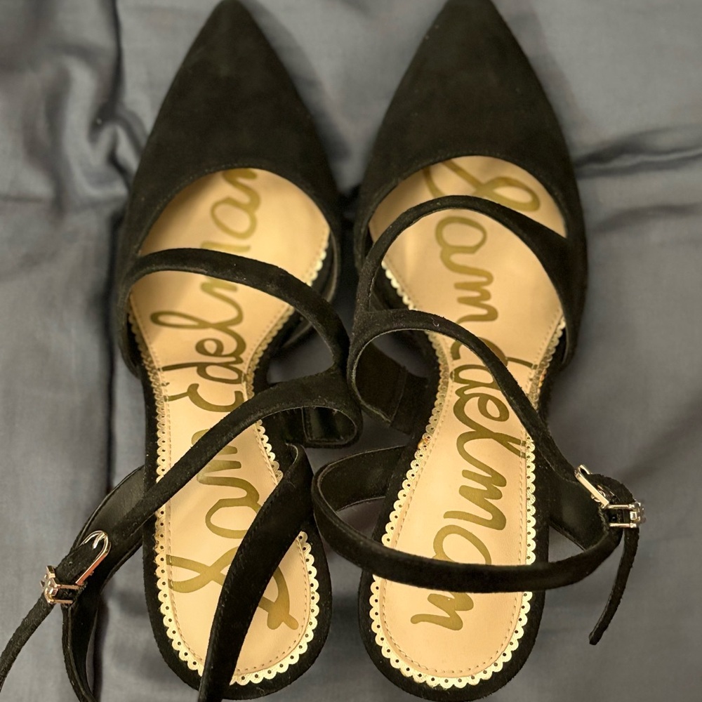 Sam Edelman Black Velvet Heels Minimalist Design